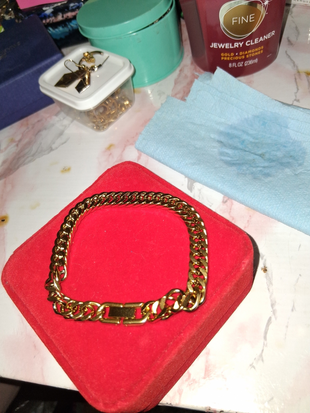 Stainless Steel Source Unknown Gold-Tone Chunky Curb Chain Bracelet